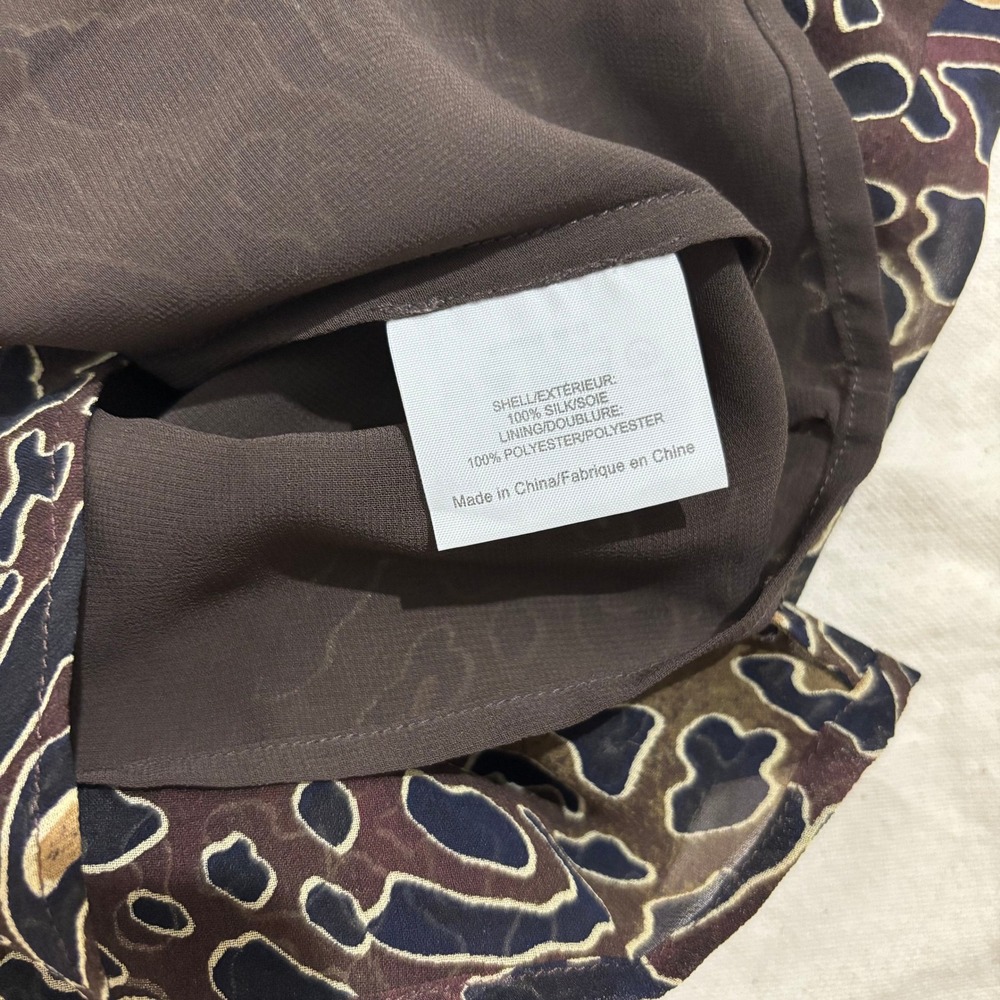 NWT Tory‎ Burch 100% Silk Tanya Top Abstract Leopard Tie Neck Blouse Size 0 - Picture 4 of 6